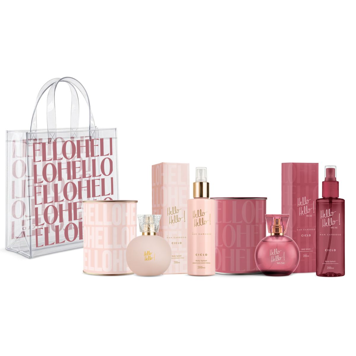 Kit Deo Colônia 100ml + Body Splash Hello Hello + Deo Colônia 100ml + Body Splash Muse Sacola Exclusiva