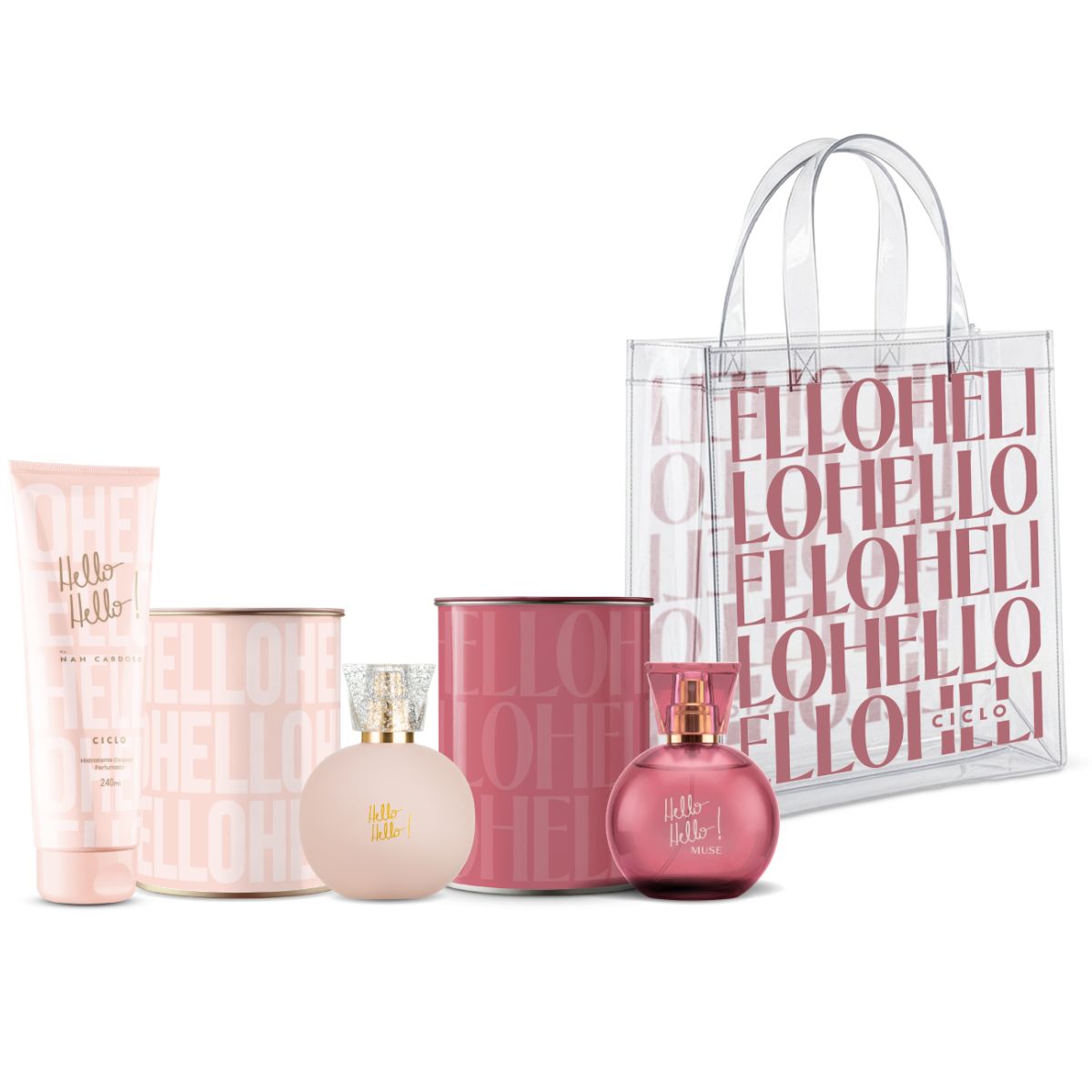 Combo Deo Colônia Hello Hello 100ml + Hidratante Hello Hello + Deo Colônia 100ml Muse + Sacola Exclusiva
