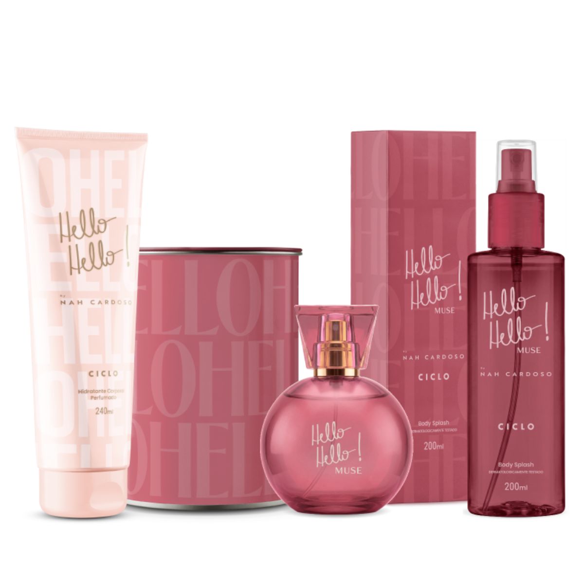 Combo Kit Hidratante Hello Hello + Deo Colônia Muse 100ml + Body Splash Muse