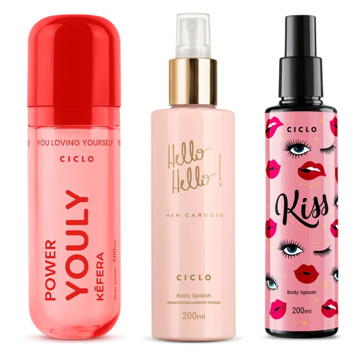 Combo Body Splash Youly Power + Hello Hello + Kiss