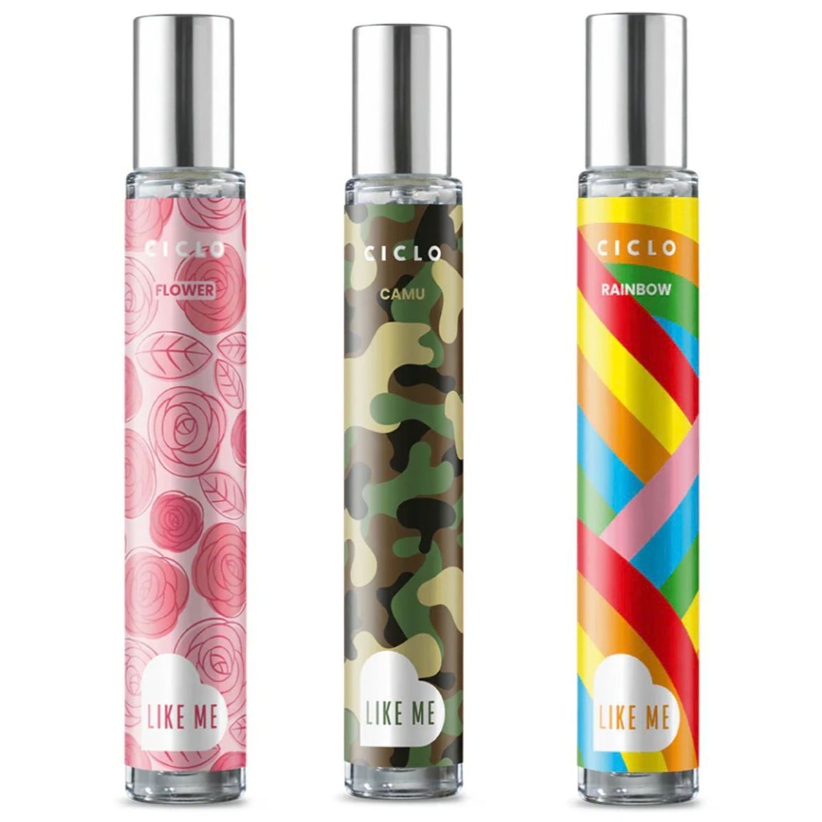 Combo Deo Colônia 30ml Like Me Camu + Rainbow + Flower