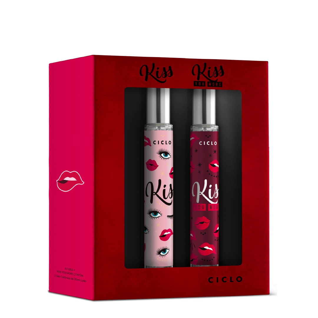 Estojo Kiss e Kiss You More (Deo Colônia Kiss 30ml + Deo Colônia Kiss You More 30ml) - Ciclo Cosméticos