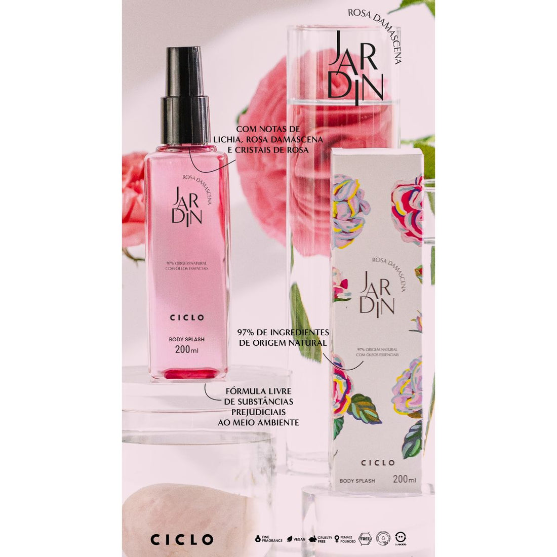 Body Splash Jardin Rosa Damascena 200ml