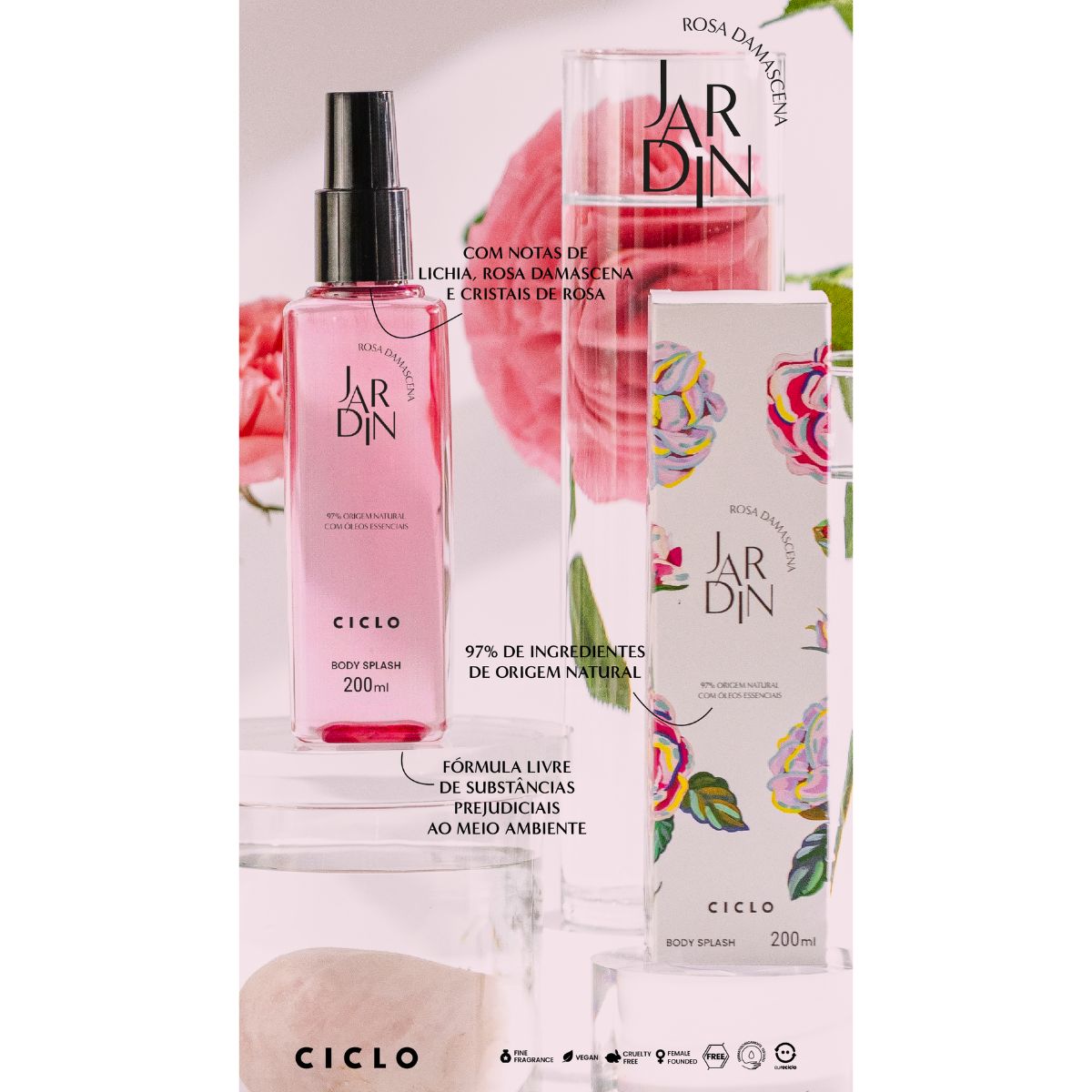 Body Splash Jardin Rosa Damascena 200ml