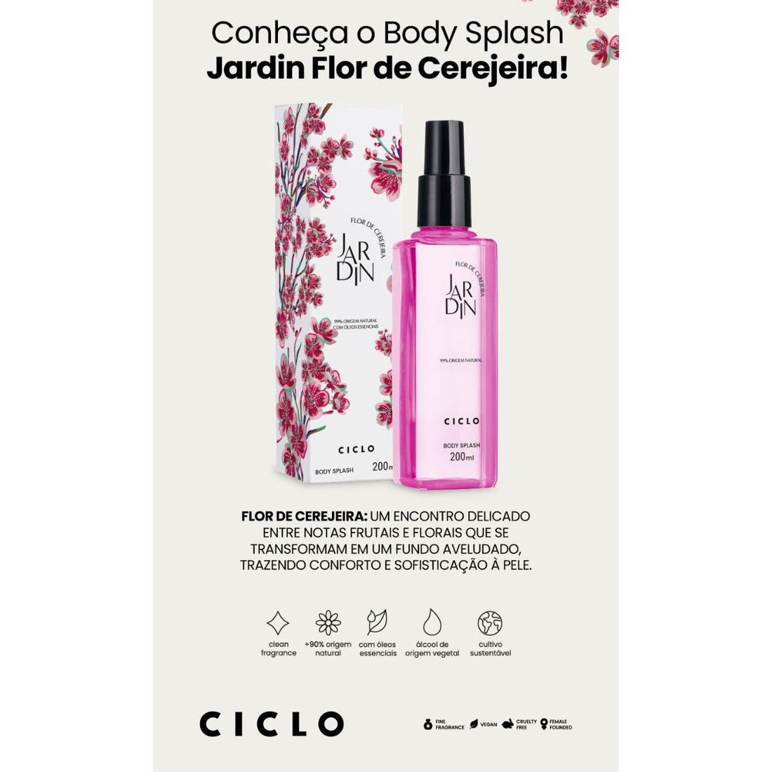 Body Splash Jardin Flor de Cerejeira 200ml