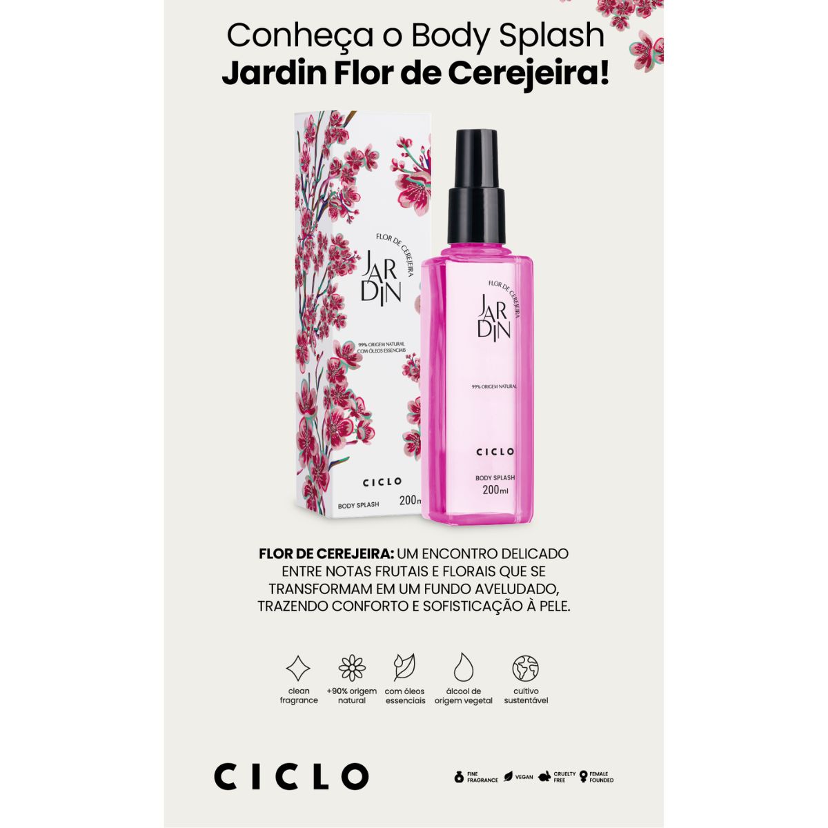 Body Splash Jardin Flor de Cerejeira 200ml
