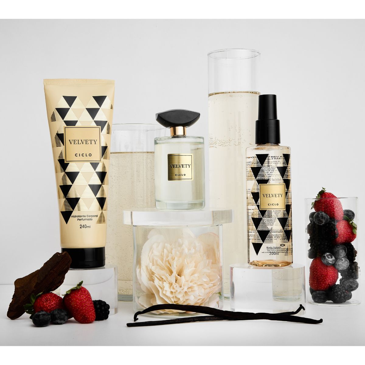 Combo Kit Velvety Deo Colonia Perfume 100ml + Hidratante + Body Splash Ciclo Cosméticos