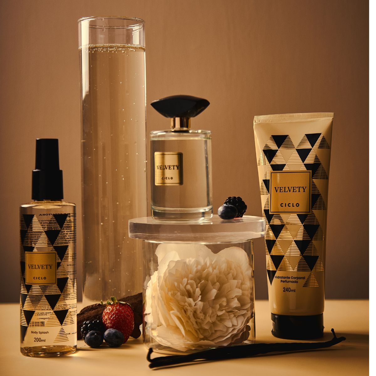 Combo Kit Velvety Deo Colonia Perfume 100ml + Hidratante + Body Splash Ciclo Cosméticos