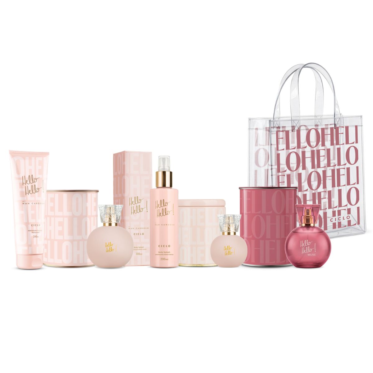 Combo Kit Hello Hello Linha Completa + Deo Colônia Muse + Sacola Exclusiva Ciclo