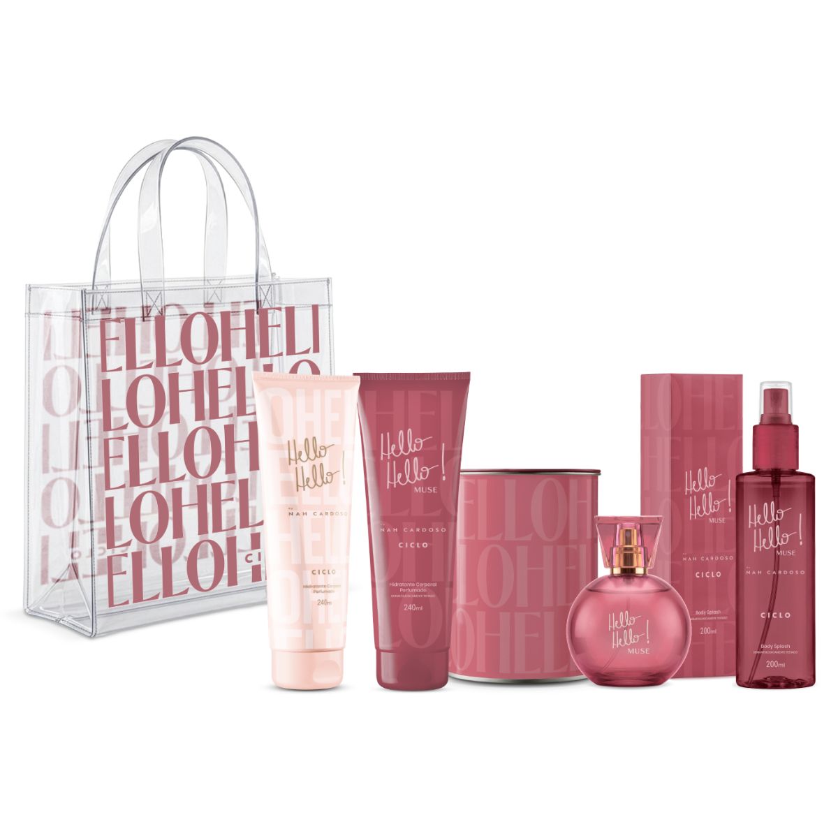 Combo Kit Linha Completa Muse + Hidratante Hello Hello + Sacola Exclusiva