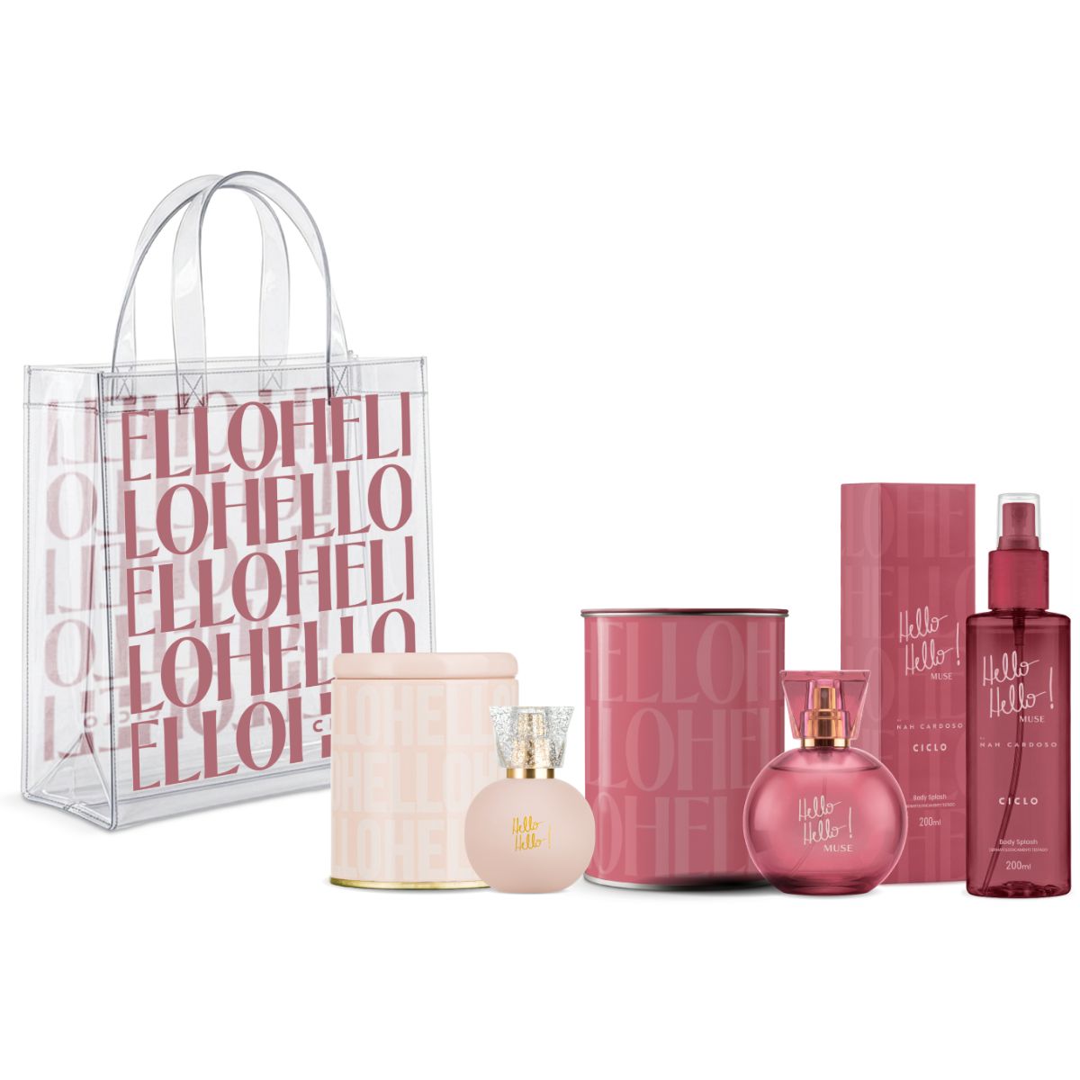 Combo Kit Deo Colônia Hello Hello 50ml + Deo Colônia Muse + Body Splash Muse + Sacola Exclusiva