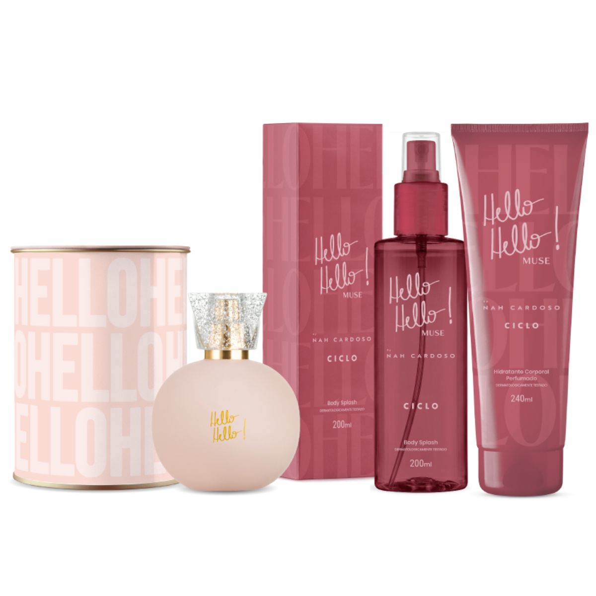 Combo Kit Deo Colônia Hello Hello 100ml + Hidratante Muse + Body Splash Muse 200ml