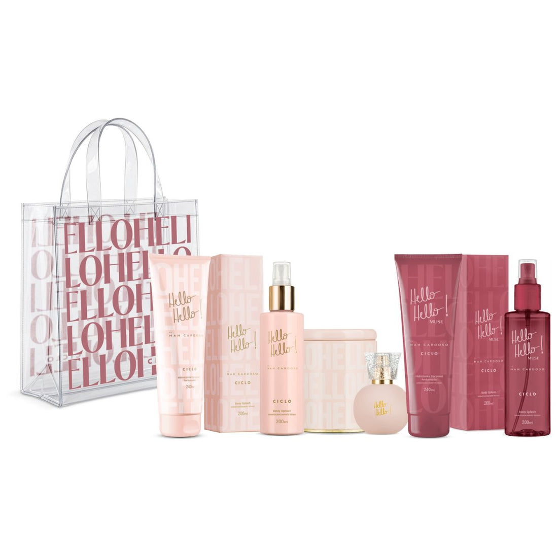 Combo Hidratante + Body Splash + Deo Colônia 50ml Hello Hello + Hidratante Muse + Body Splash Muse + Sacola