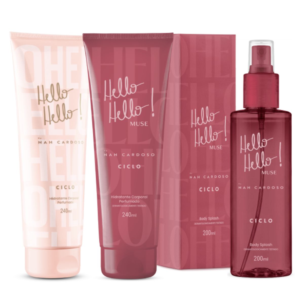 Combo Hidratante Hello Hello + Body Splash Muse + Hidratante Muse