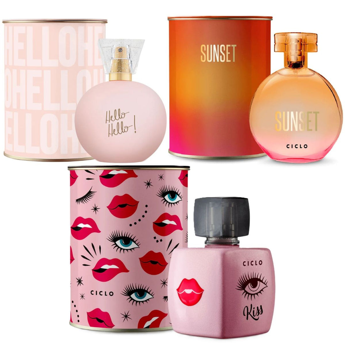 Combo Deo Colonia Lata 100ml Hello Hello + Sunset + Kiss