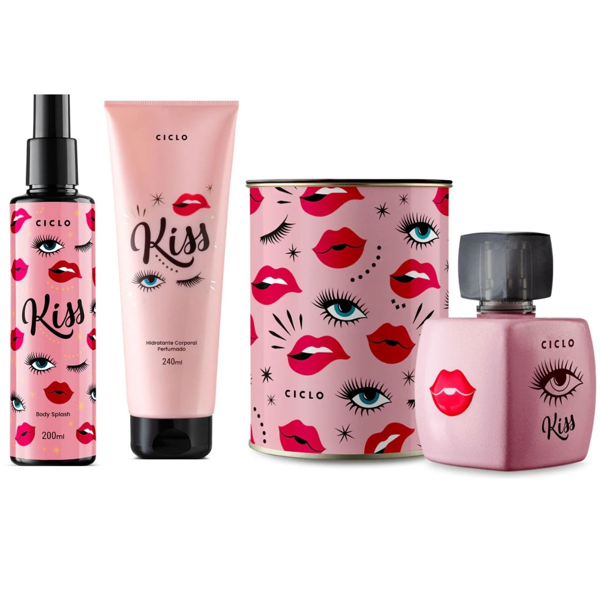 Combo Kiss Deo Colonia 100ml + Body Splash + Loção Hidratante