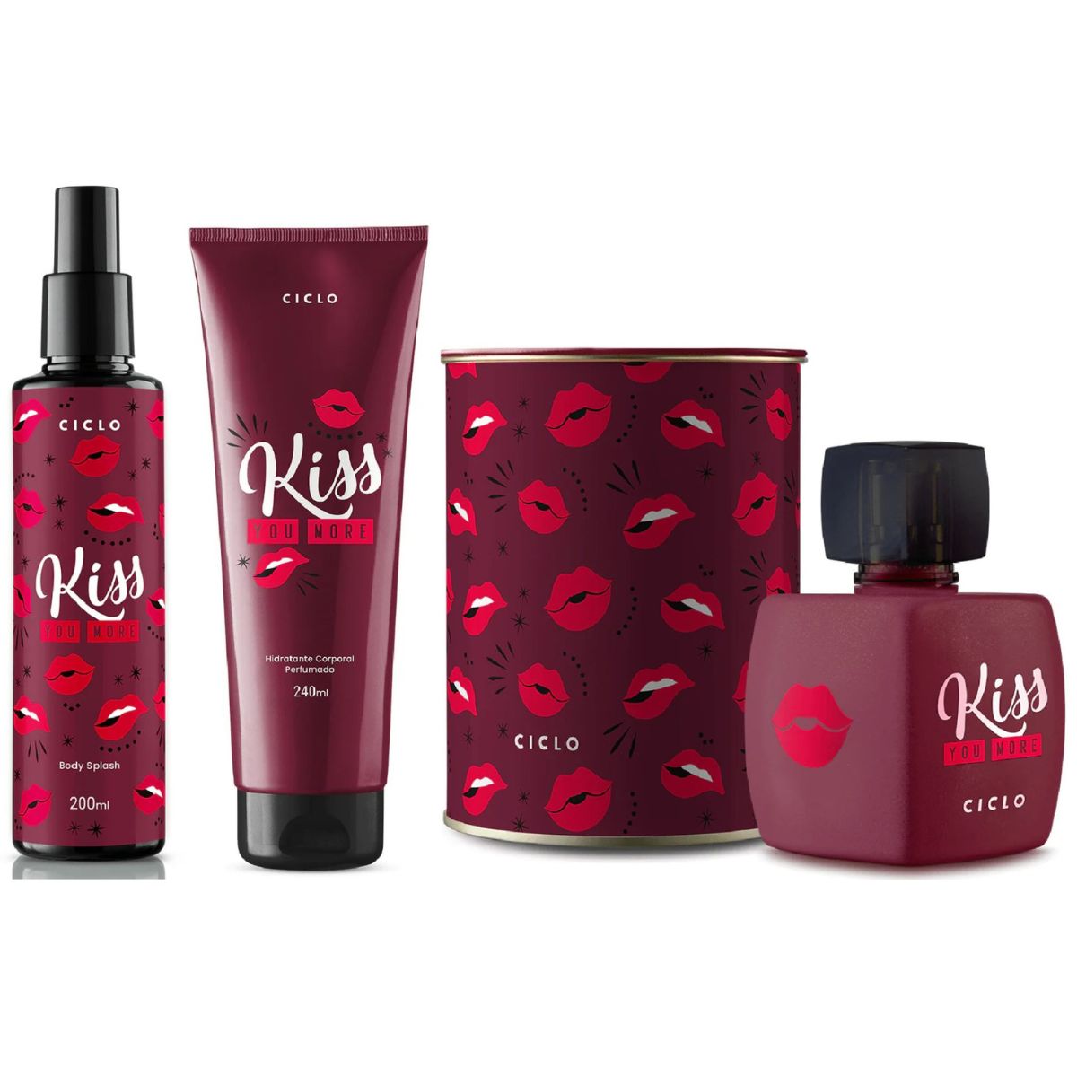 Combo Kiss You More Deo Colônia 100ml + Body Splash + Loção Hidratante