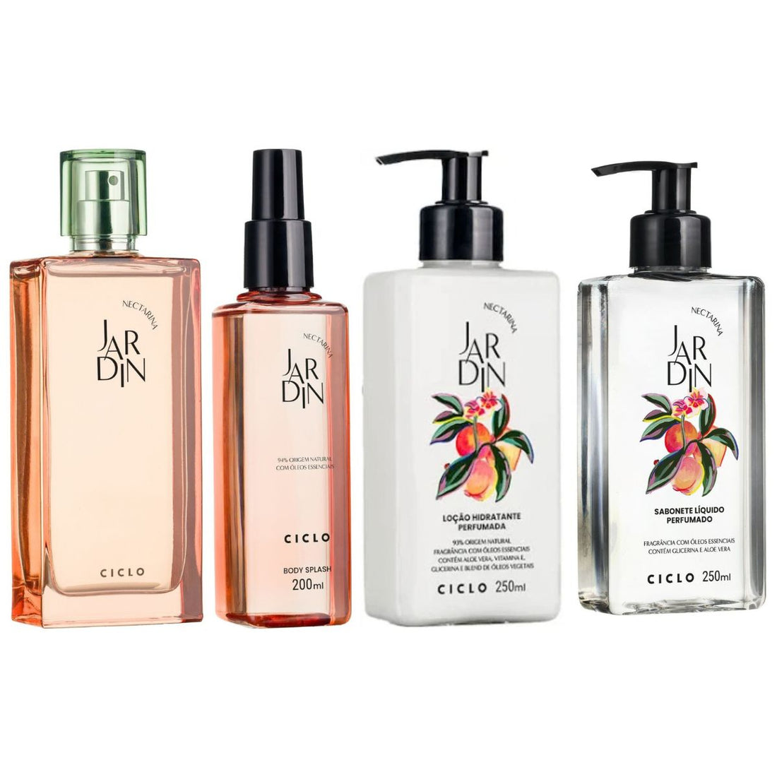 Combo Jardin Nectarina Deo Colônia 100ml + Sabonete Liquido + Hidratante + Body Splash