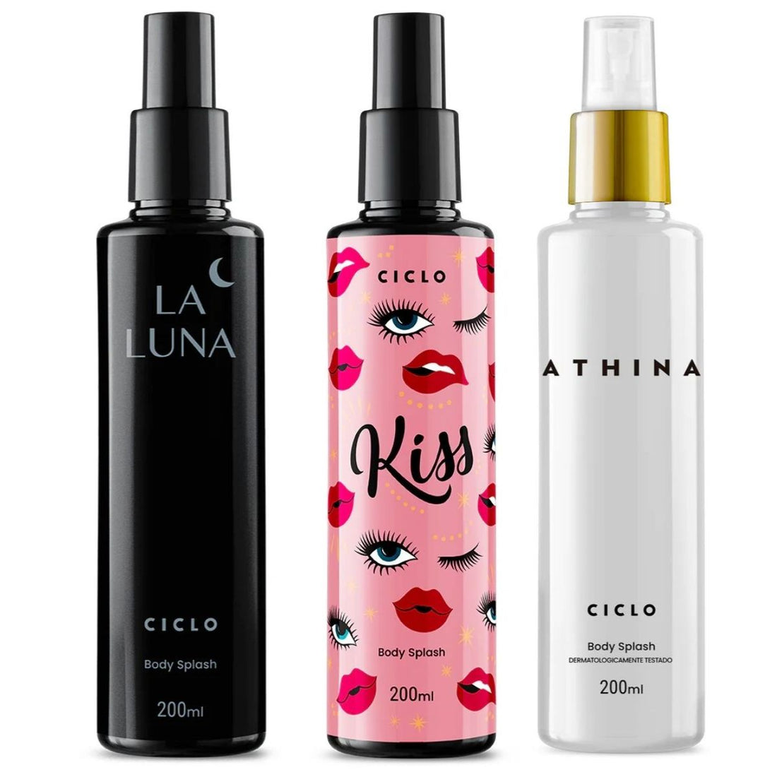 Combo Body Splash Kiss + La Luna + Athina