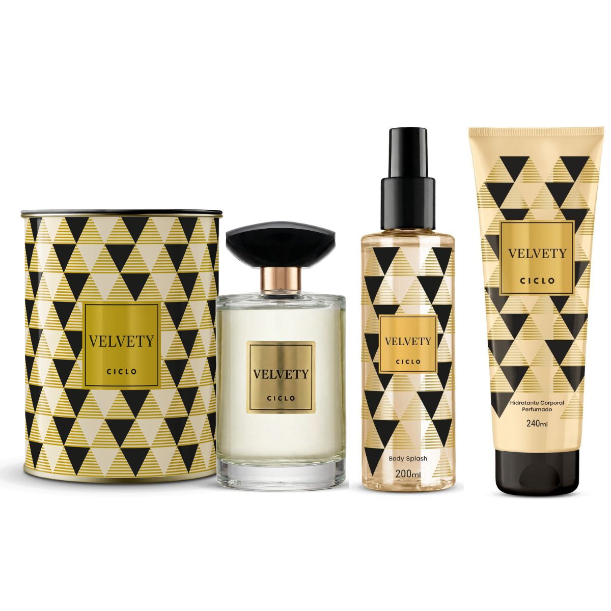 Combo Kit Velvety Deo Colonia Perfume 100ml + Hidratante + Body Splash Ciclo Cosméticos