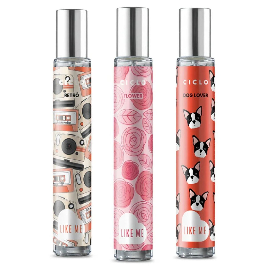 Combo 3 Deo Colônia 30ml Like Me Retrô + Flower + Dog Lover