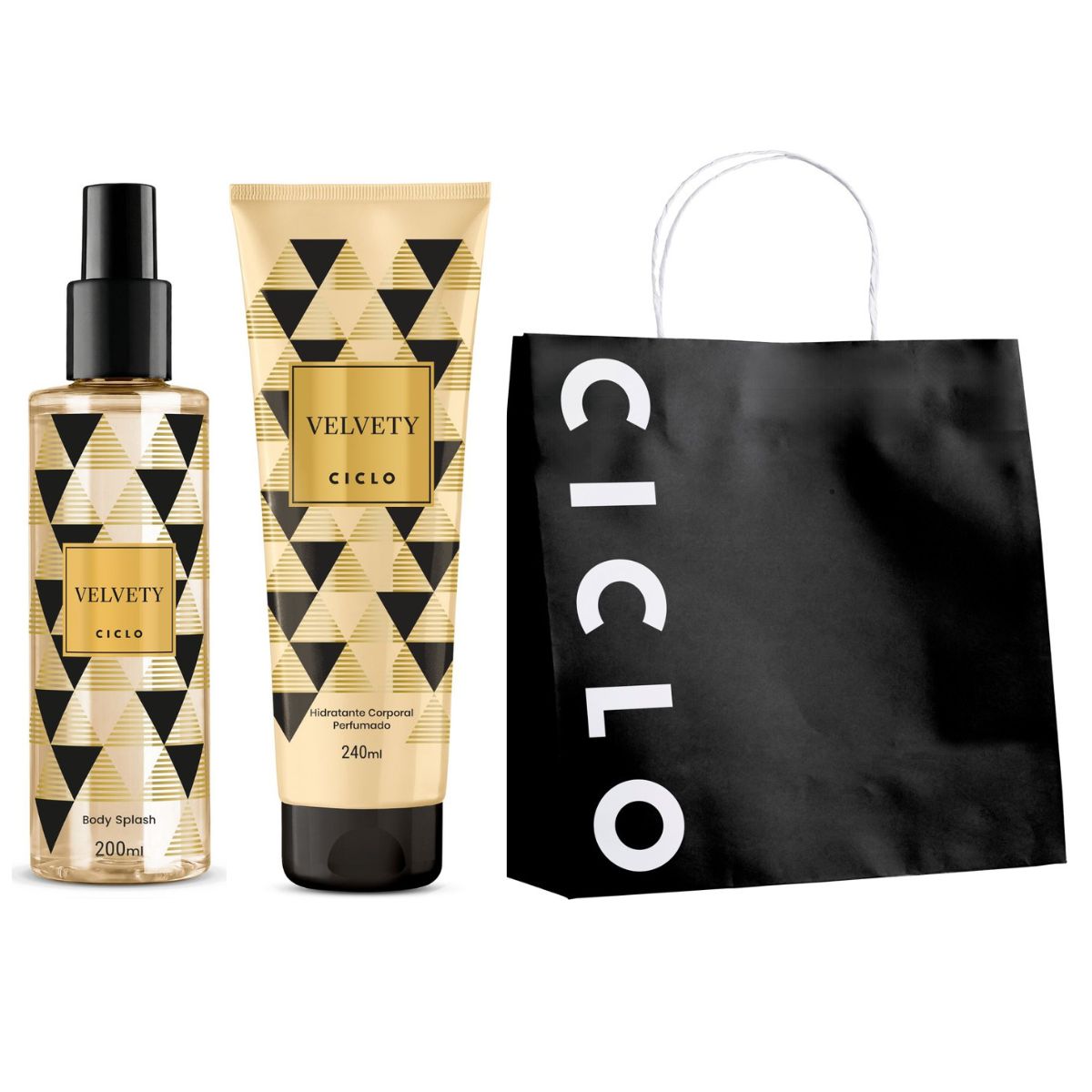 Combo Velvety Body Splash + Loção Hidratante + Sacola presenteavel